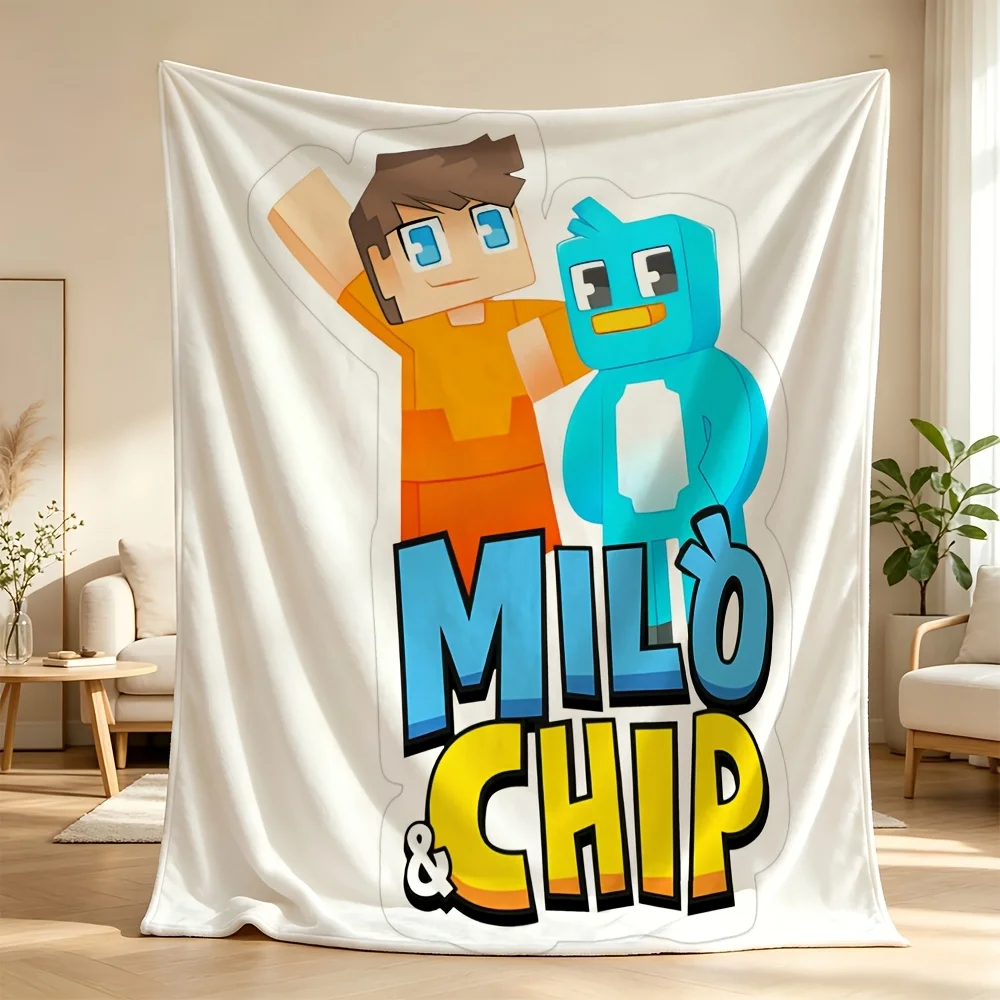 Cute Milo and Chip Characters Throw Blanket Tapestry Wall Decor for Kids Room Nursery Baby Gift Cozy Cartoon Pop Art Bed Blanket