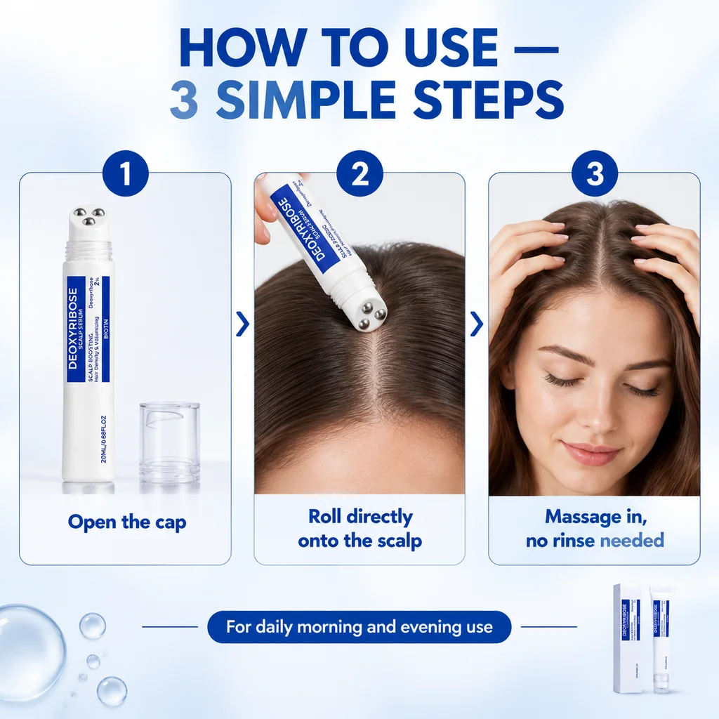 Deoxyribose Scalp Boosting Serum Daily Hair Essence Hair Density Volumizing Essence Refreshing Non-Greasy Scalp Care Roller Ball