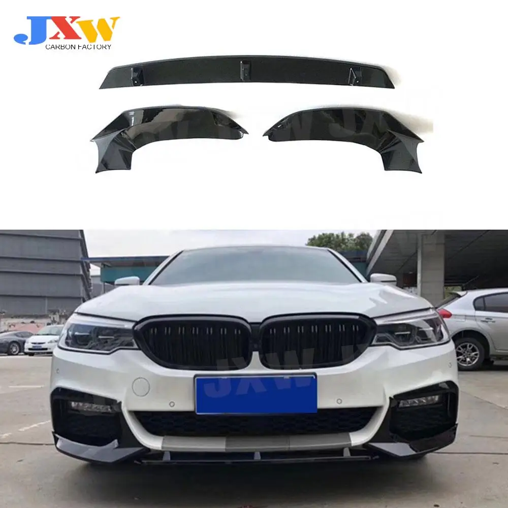 

ABS Gloss Black Car Front Bumper Lip Spoiler Splitters For BMW 5 Series G30 G38 M Sport 2017-2019