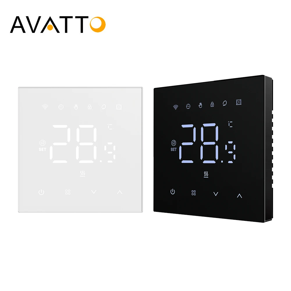 

Умный термостат AVATTO Tuya Wi-Fi, регулятор температуры воды/газового котла 100-230 В с электрическим подогревом пола, Google Home Alexa