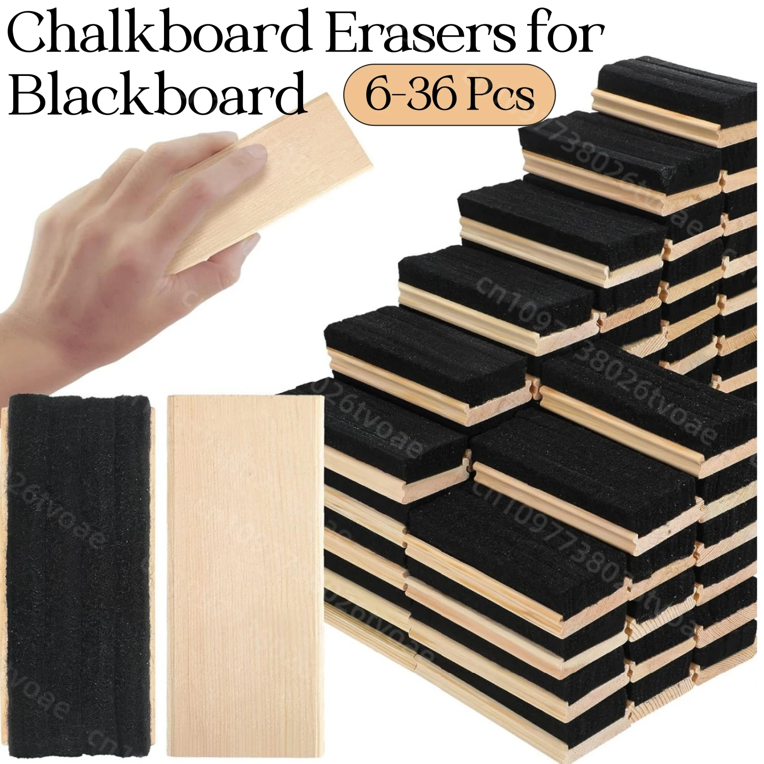

6-36Pcs Chalkboard Erasers for Blackboard Chalk Eraser Cleaner Dusters Felt Chalkboard Eraser for Kids Wood Chalk Eraser