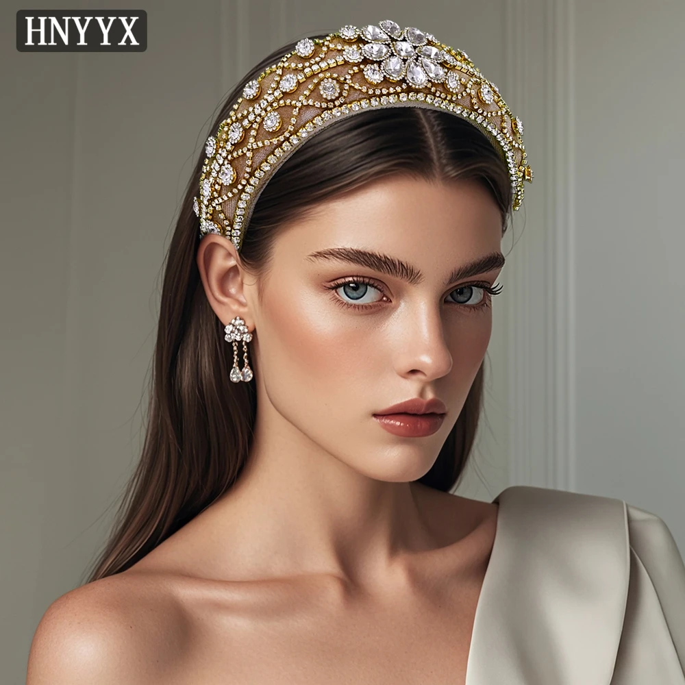 HNYYX Bohemian Rhinestone Hair Accessories Unique Flower Crystal Headband Wedding Bridesmaid Jewelry Hair Tiara Gift A252