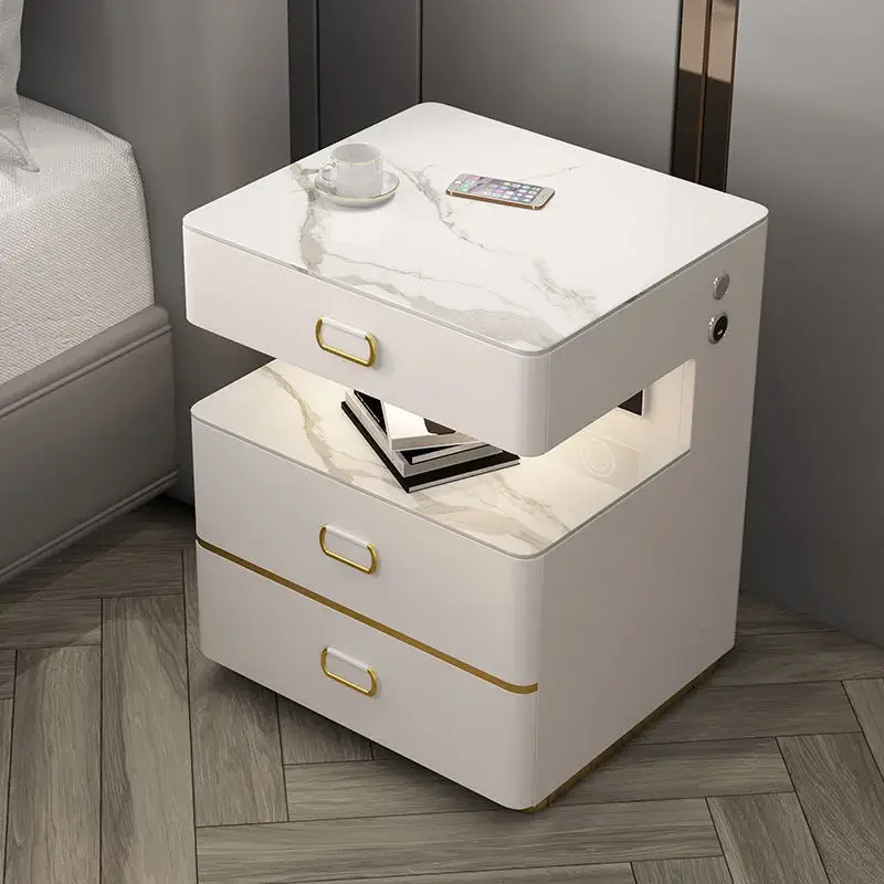 Smart bedside table with safe integrated multi-functional home bedroom storage simple modern light luxury high sense
