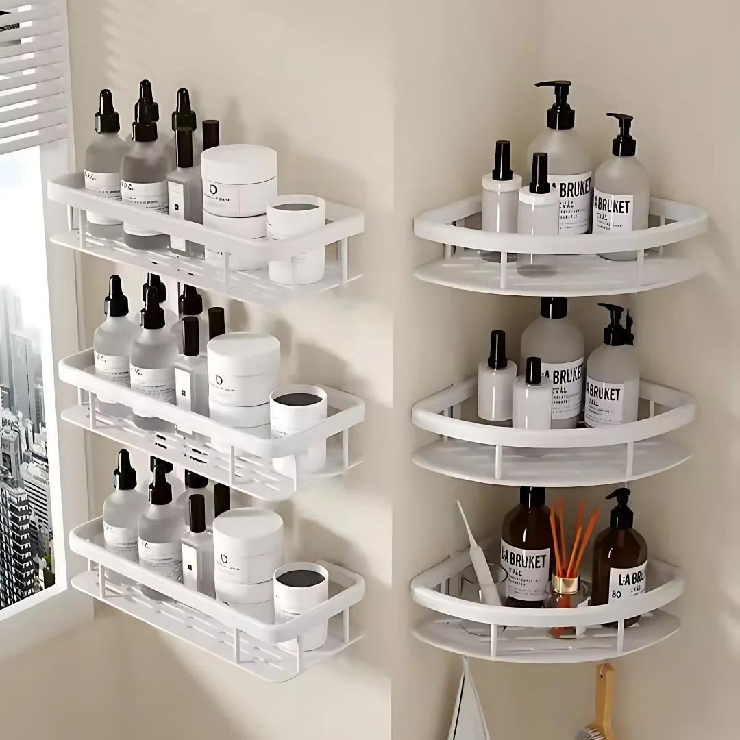 Bathroom Shelves Bathroom Accessories Organizers Wall-mounted Storage Brackets Metal Shelves Without Punching Holes Shelves