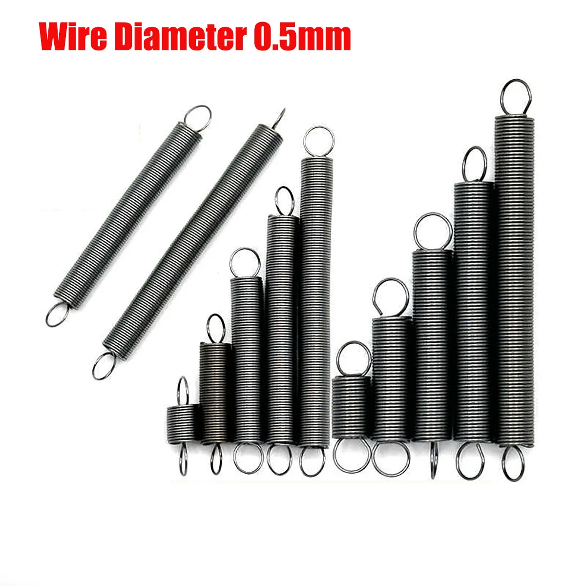 20 x Wire Diameter 0.5mm Loop ends Tension Springs OD 3//4/5/6mm Length 15/20/25-100mm Spring Steel Extension Expansion Spring