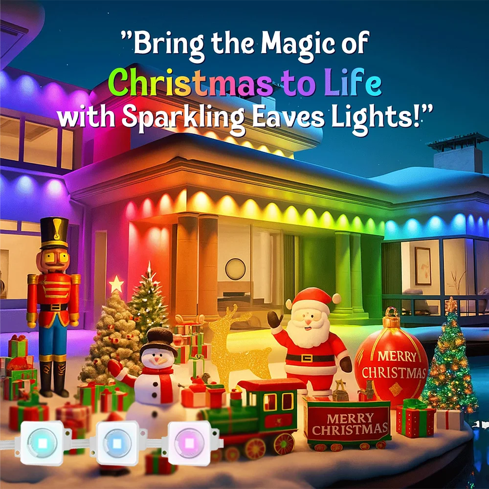 5/90-Meter Outdoor IP67 Waterproof Permanent String Lights, Festive Eave LED Lights, Christmas Wedding Decorative String Lights。