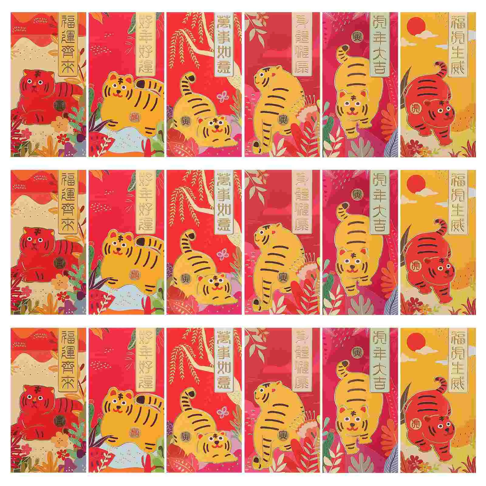 

36 PCS Year of The Tiger Red Envelope Luck Money Pockets Personality Spring Festival Packets Festive Envelopes Paper