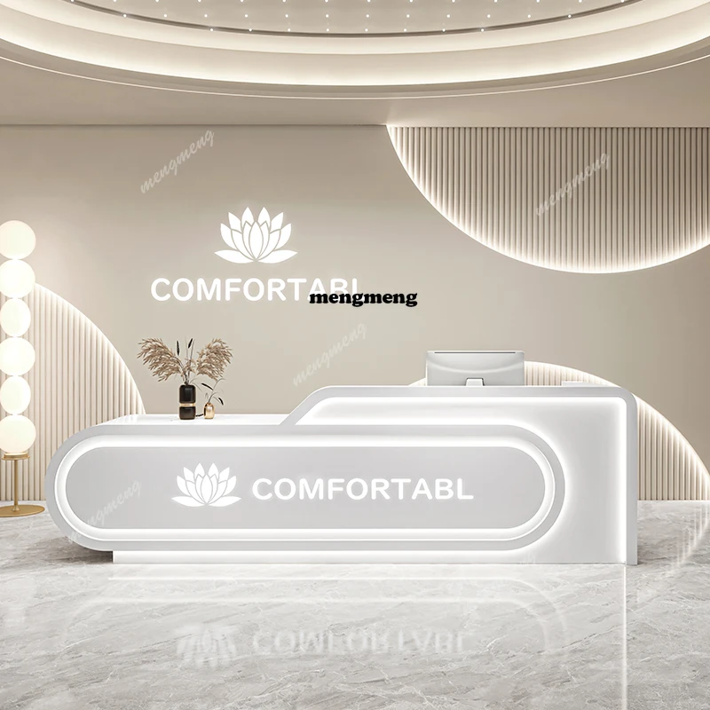 

Стойка ресепшн для отелей и бизнеса, Г-образная, белая, для магазинов одежды, мебель для зоны ресепшн