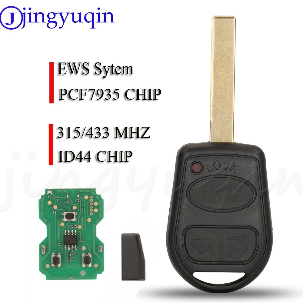 jingyuqin 3 Buttons Car Remote Key 315/433Mhz With ID44 PCF7935 For Land Rover Fit Range Rover Vogue 2002-2008 L322 HU92 Blade