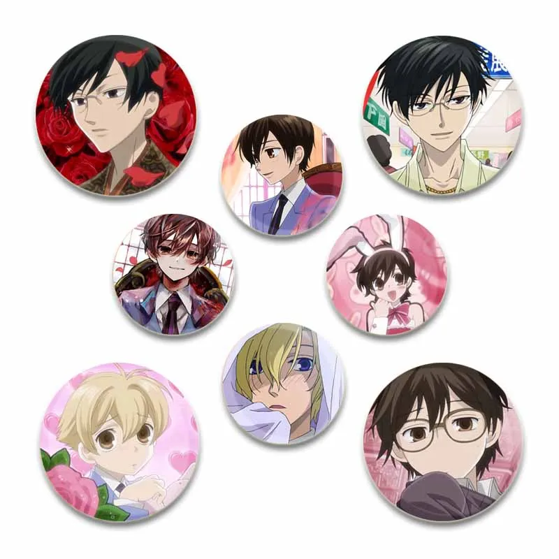

32/44/58mm Anime Ouran High School Host Club Badge Tinplate Pin Button Brooches for Clothes Backpack Decoration Souvenir Gifts