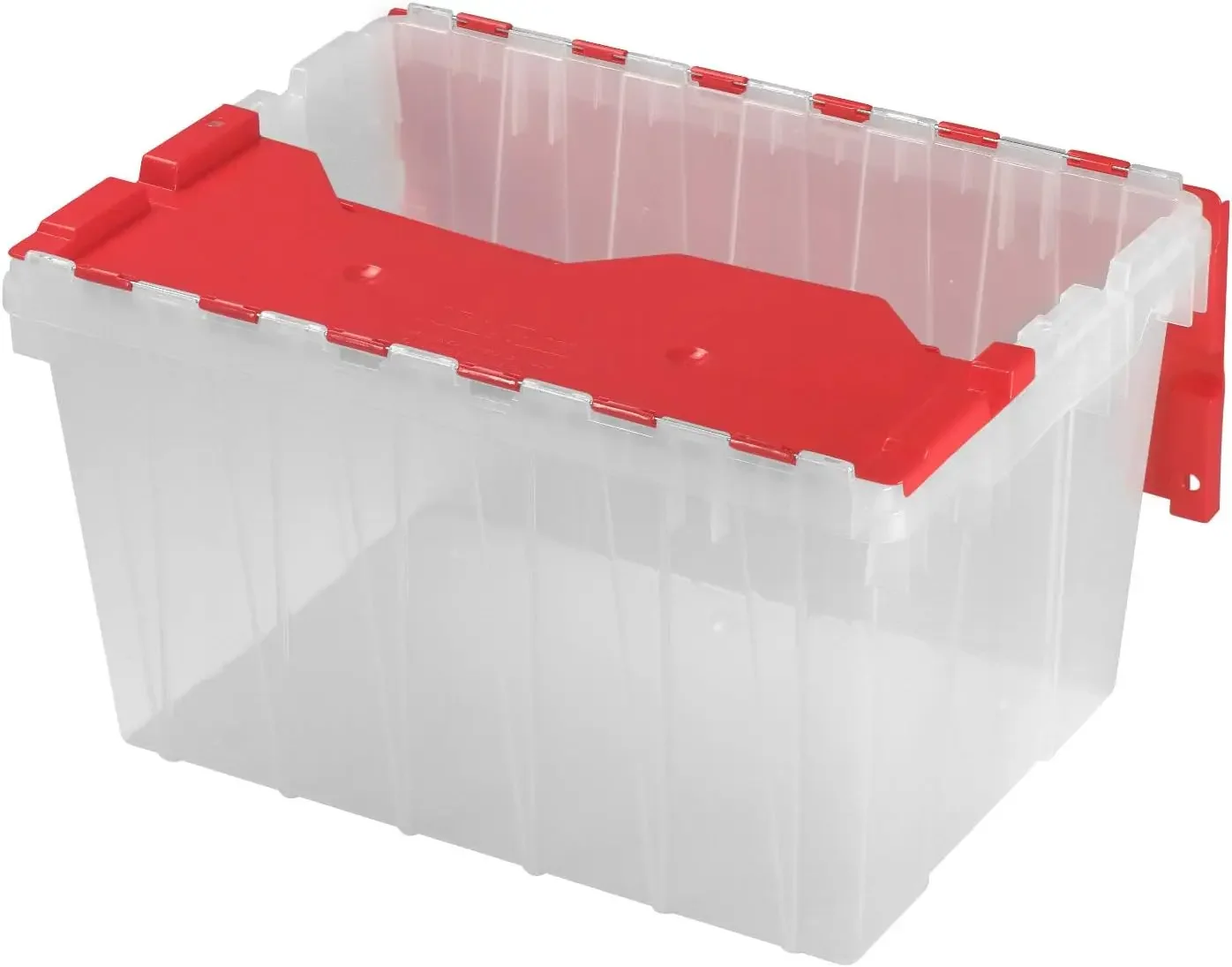 6648612-Gallon Plastic Stackable Storage KeepBox: Tote Container 21-1/2-Inch x 15-Inch x 12-1/2-Inch, Clear/Red