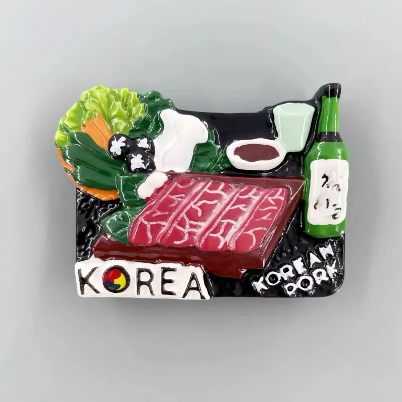 Turismo coreano commemorativo creativo resina 3D dipinta in stile coreano barbecue decorazione artigianato adesivi magnetici per frigorifero gi