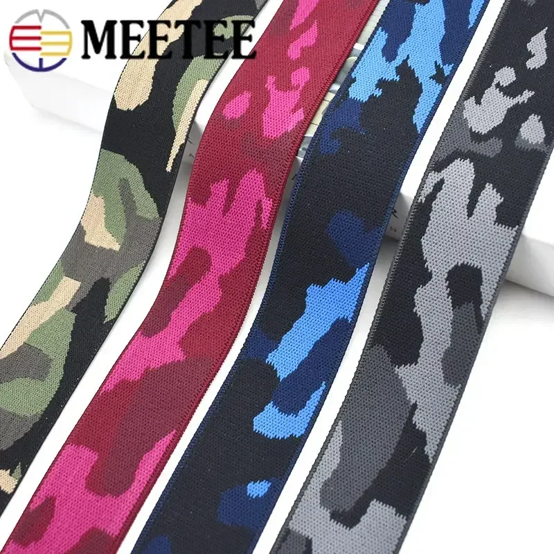 2/5Meters 38mm Camouflage Elastic Bands Jacquard Ribbon Belt Clothing Bra Pants Belts Stretch Rubber Band DIY Sewing Accessories