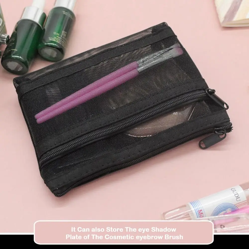 

Mesh Transparent Mesh Cosmetic Bag Double Layered S/M/L Capacity Makeup Pouch Cosmetic Organization Toiletry Beauty Case