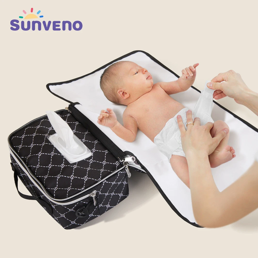 Sunveno 2in1 Newborn Portable Changing Bag Compact & Sleek Design Baby Diaper Bag with Changing Mat