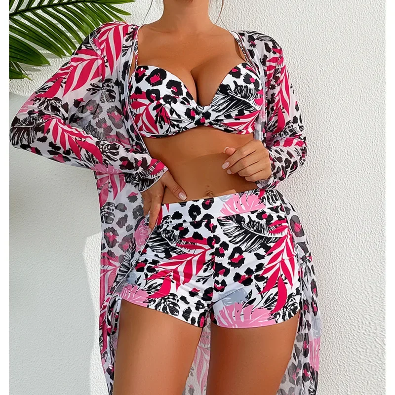 Summer 2024 Swimsuits Tankini Sets Female Swimwear Push Up For Beach Wear Three-Piece Bathing Suits Pool Women's Swimming Suit