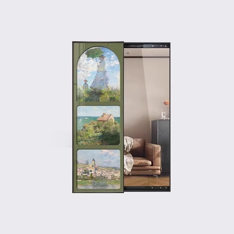 Entry door full-length mirror hidden sliding mirror decorative painting living room entrance bedroom full-length mirror