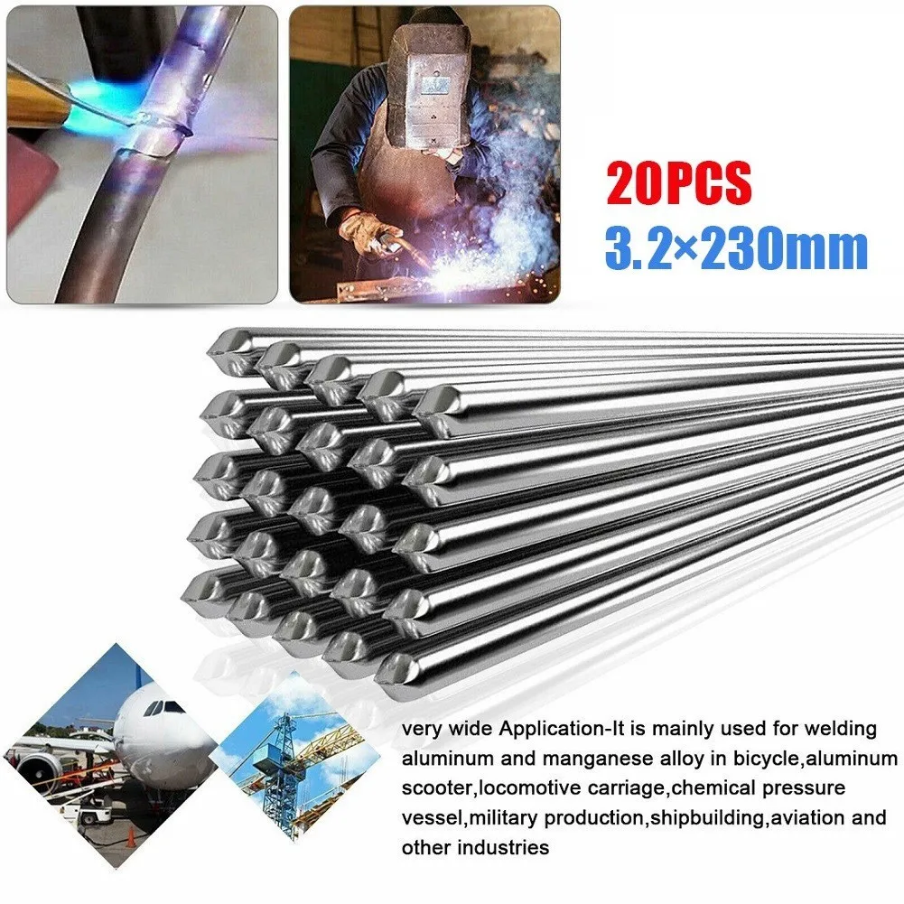 Welding Soldering Brazing Repair Rods 3.2mmx23cm High Performance Low Melting Point Aluminum Soldering Rods 20 Pack