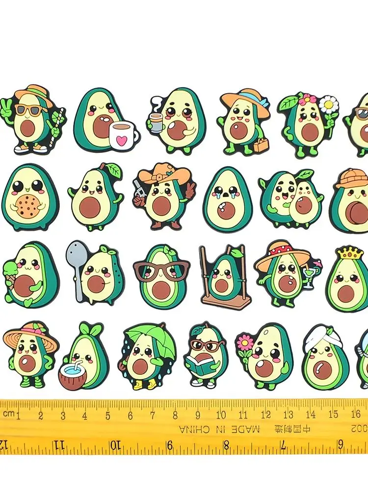 New1-25Pcs dessin animé avocat série PVC garçons filles chaussures accessoires détachable étanche bricolage chaussures décorations cadeaux