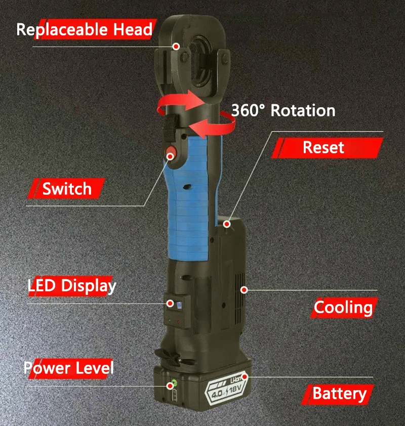 Brushless Motor Electric Hydraulic Wire Crimping Pliers SD-300 Wire Crimping Machine Portable Terminal Crimping Pliers 16-300mm2