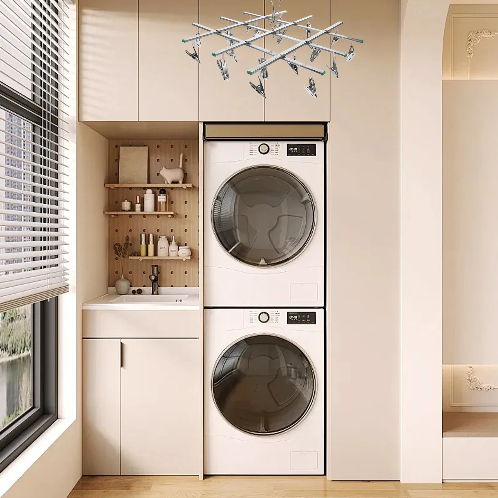 

20 Pegs Circular Sock Drying Rack Metal Round Clothes Hanger Windproof Laundry Holder Round Sock Drying Rack