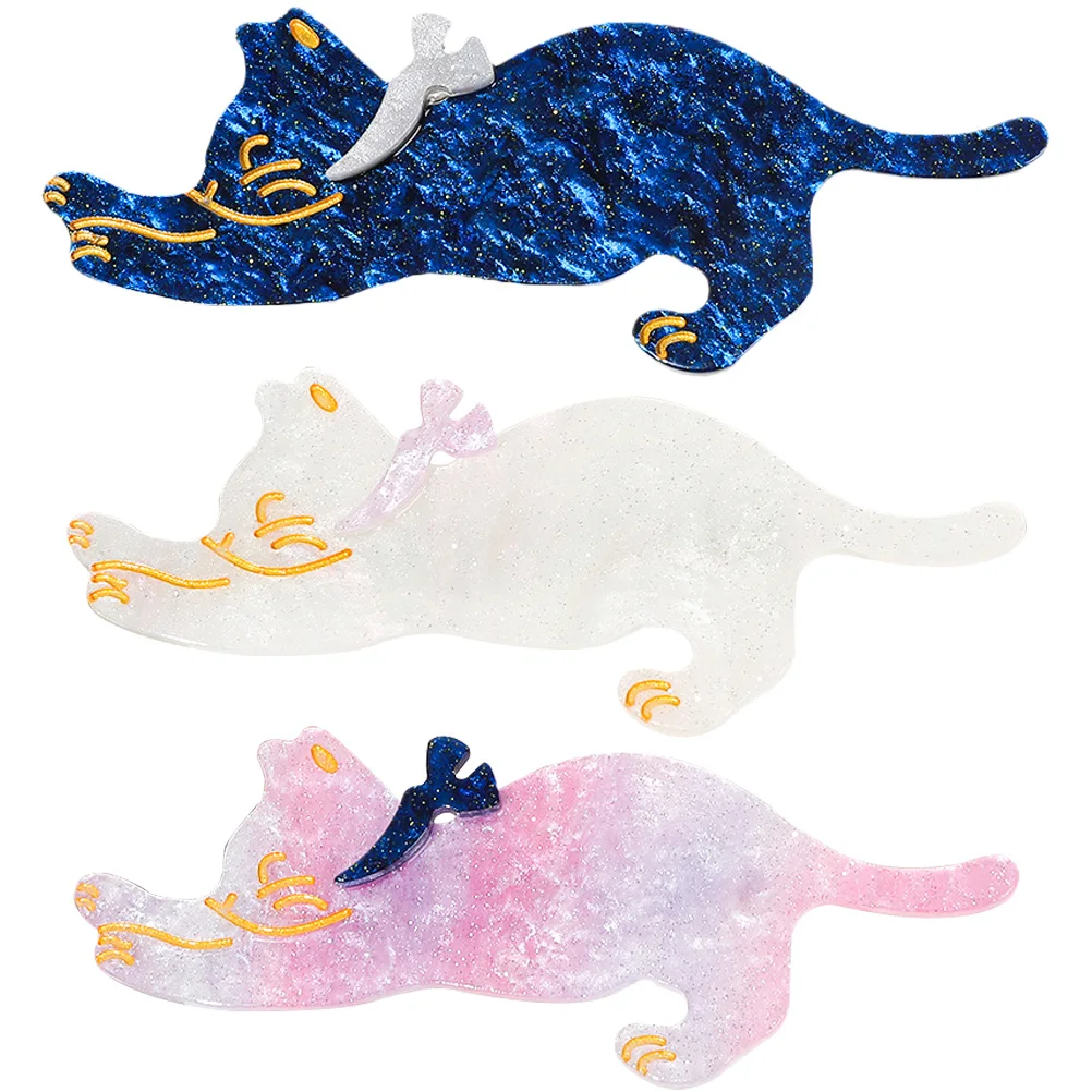 

3pcs Cute Cat Clips Barrettes Sweet Animal Hair Accessory Design Bright Color Hair Accessories for Women Girls