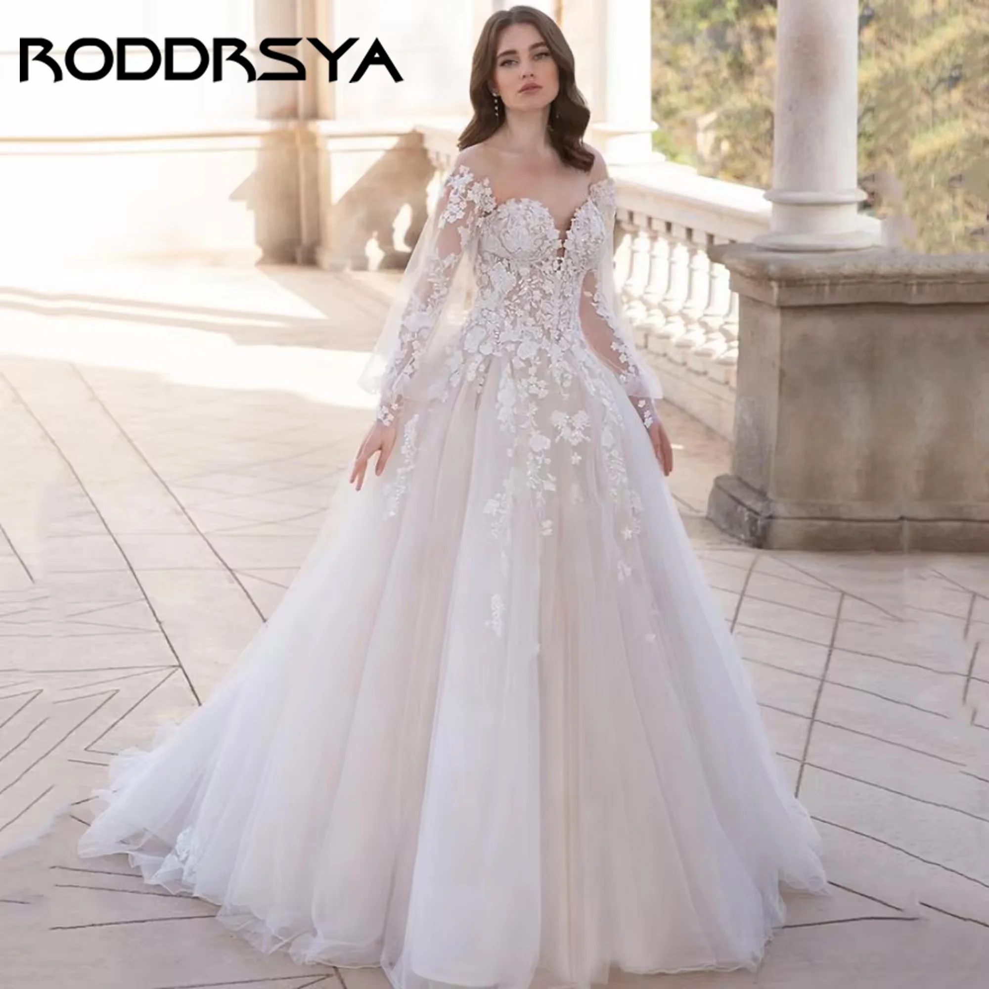 

RODDRSYA A-Line Wedding Dresses Exquisite Applique Bride Dress Sweetheart Off Shoulder Bridal Gowns Vestidos De Novia Customized