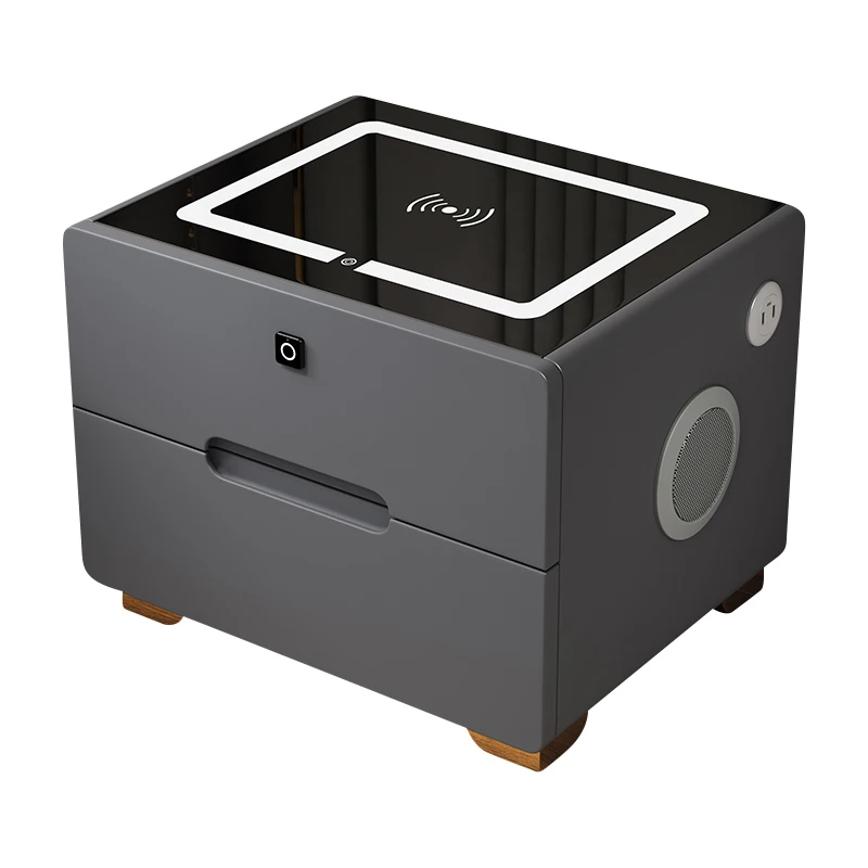AIROW Smart Nightstand, Touch‑Screen LED Bedside Cabinet with 2 Drawers Modern Bedroom Storage Furniture