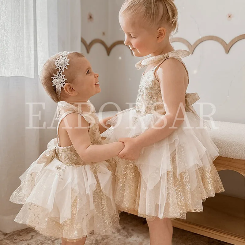 

Линия для девочек, кружевные аппликации, платья принцессы для свадебной вечеринки, платья с цветочным узором для девочек, винтажное платье с бантом, детское бальное платье для первого причастия