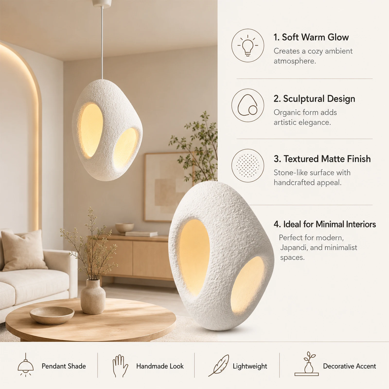 Textured Lamp Shade, White Egg Oval Cutout, Hollow, Pendant Light Cover, Wabi Dining Room