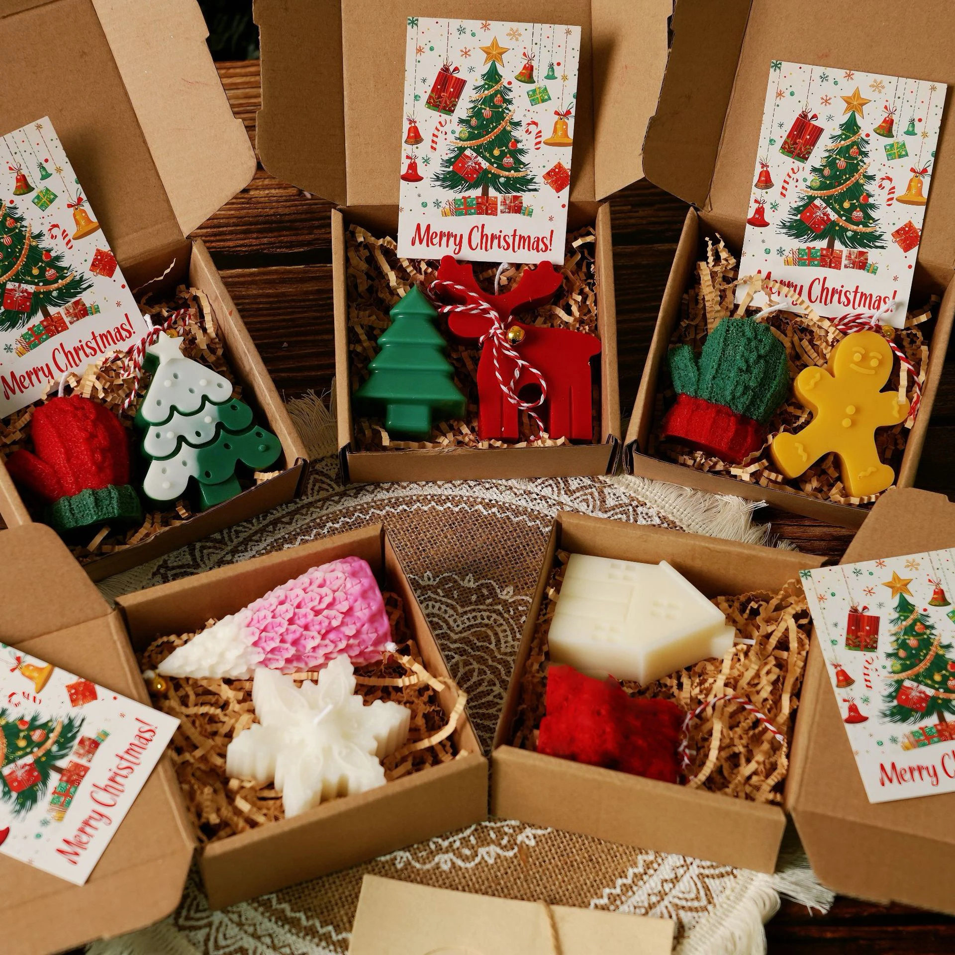 Набор свечей ручной работы, надежная свеча в виде пряничного человечка, рождественская елочная свеча, романтическая для спальни, обеденный стол, гостиные