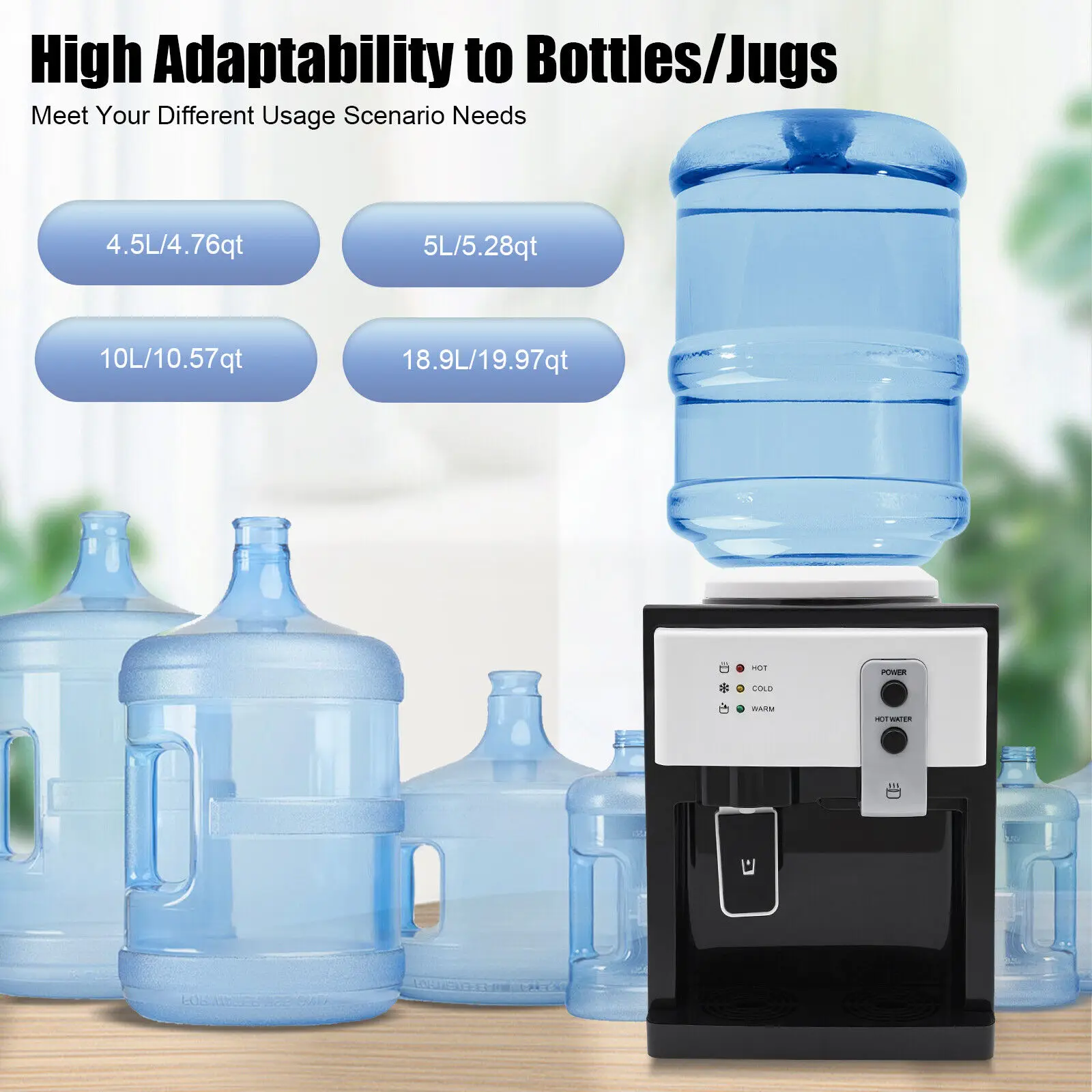 5 Gallon Top Loading Water Cooler Dispenser Countertop Hot+Cold Drinking Machine