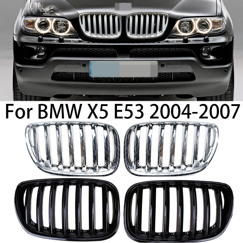 

For BMW E53 X5 2004-2007 Car Racing Front Bumper Radiator Grill Front Kidney Grille Hood Snap installation Black Style