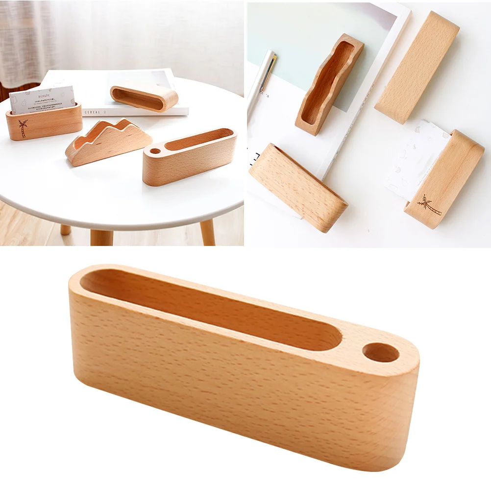 حامل بطاقة الأعمال الخشبية منظم سطح المكتب لحفلات الزفاف مأدبة الجدول رقم عرض موقف حامل الخشب تخزين القلم الكاكي