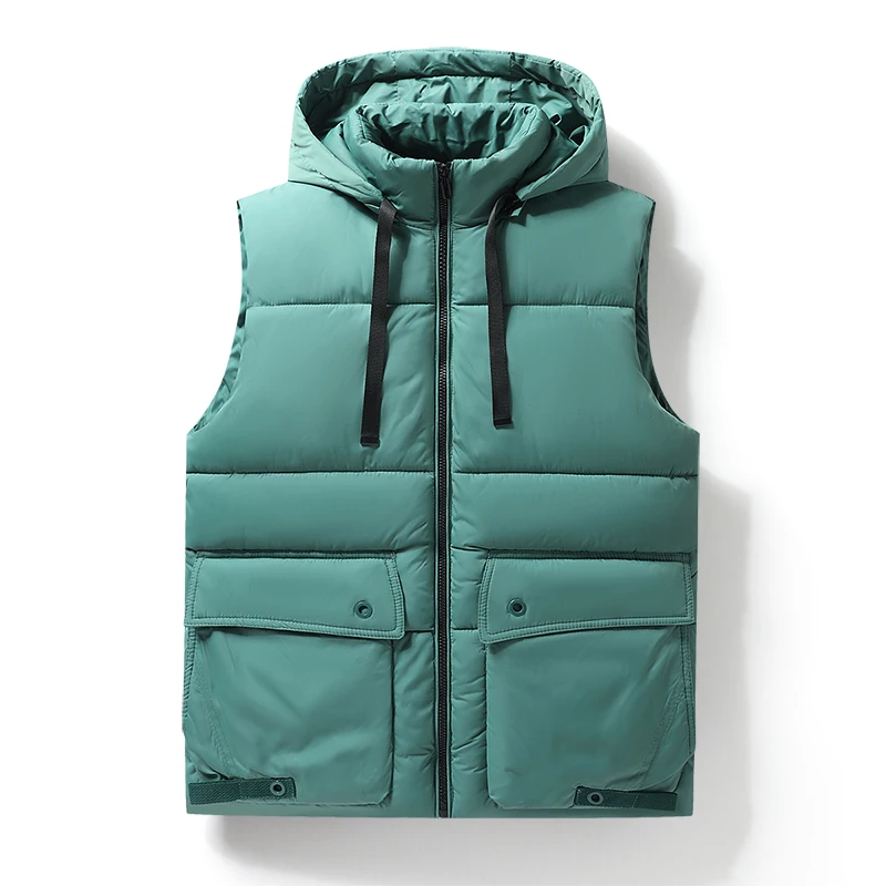 

Модный уличный повседневный жилет со съемной курткой с капюшоном, мужской жилет с большим карманом, утепленная теплая рабочая одежда, пуховое пальто с хлопковой подкладкой