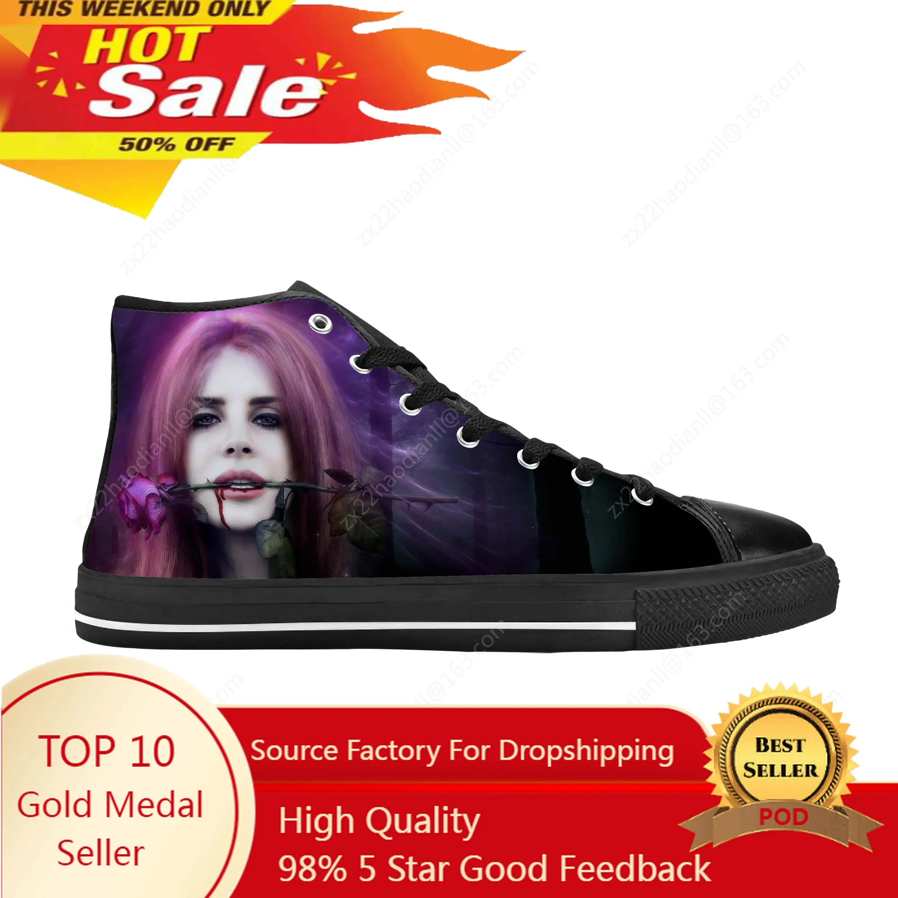 Lana Del Rey Pop Singer Music Born to Die Fashion Casual Cloth Shoes High Top Comfortable Breathable 3D Print Men Women Sneakers