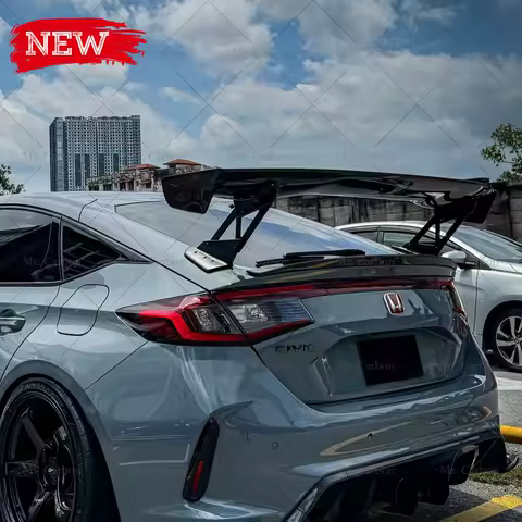 1600mm GT Spoiler for Civic FL5/FL1 Type R 2.0 VOLTEX-Style Carbon Fiber Wing Lip Trim Bodykit For FL5 Rear Wing Splitter Racing