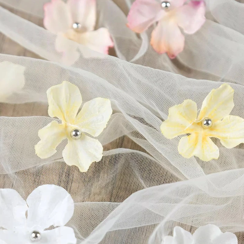 

Colorful Flower Soft Mesh Lace Fabric for Wedding DIY Dress Decoration Fashion Designer Cloth Sewing Fabrics Material