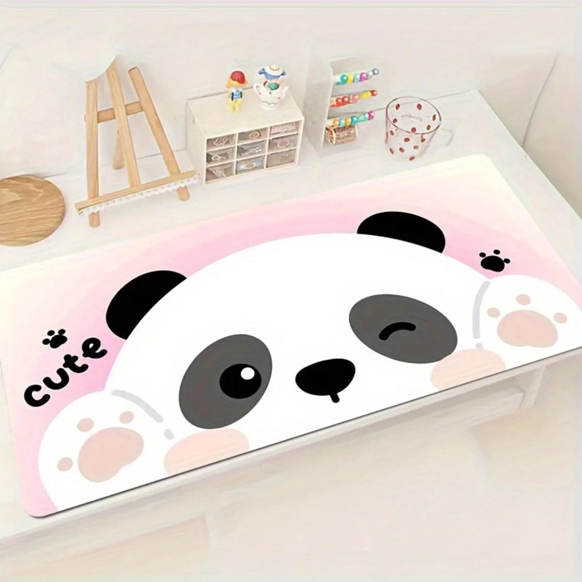 

Милый коврик для стола с рисунком медведя, нескользящий, резиновый, с прошитыми краями, для офиса, учебы, под клавиатуру и мышь