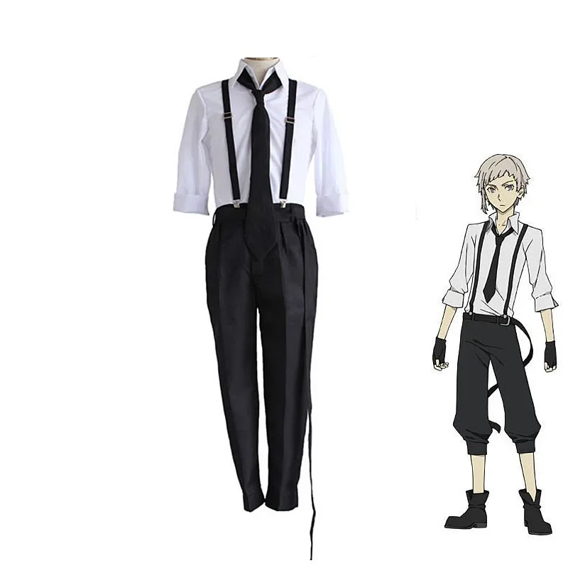 Anime Atsushi Nakajima Cosplay Fantasias, Camisas, Calças, Gravata, Conjunto Luvas