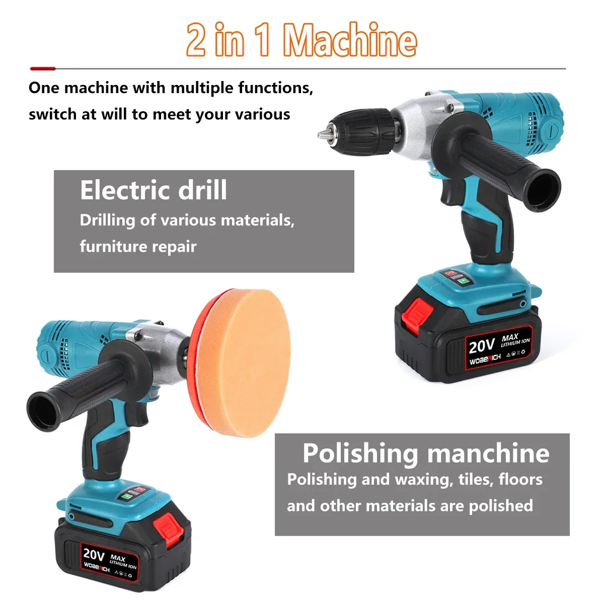 Cordless Electric Car Polisher Machine Electric Drill Impact Drill Auto Polishing Machine Sanding Waxing Tools For Makita 18V