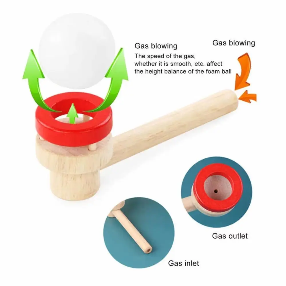 Wooden Hanging Ball Blower Intellectual Educational Floating Blow Pipe Balls Blowing Floating Ball for Lung Capacity Training