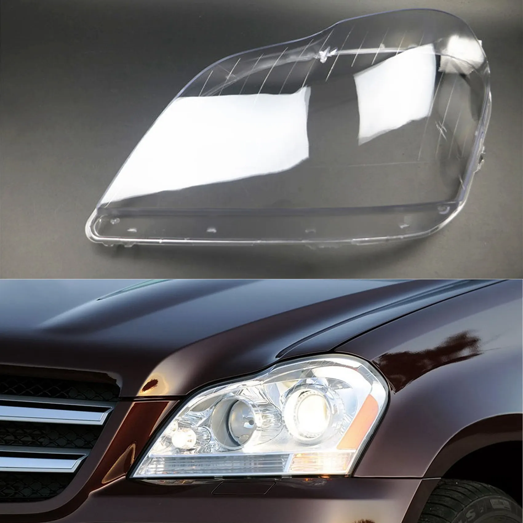 

1PCS Car Headlight Lens Head Light Lamp Cover Shell for Mercedes Benz X164 GL350 GL400 GL450 GL500 2006-2011, Left Side