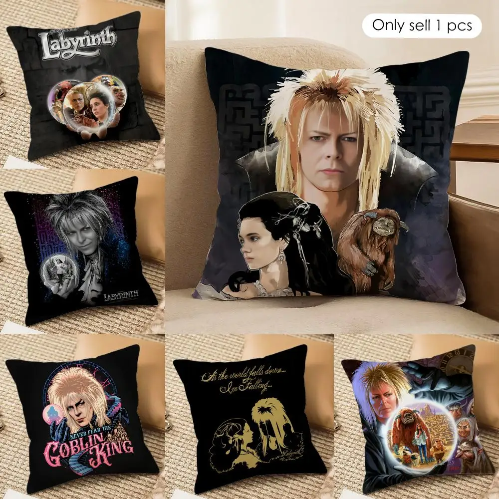 Fantasy Film L-Labyrinth Cushion Cover Silky Short Plush Invisible Zipper Dustproof Sofa Pillow Case for Home Decor