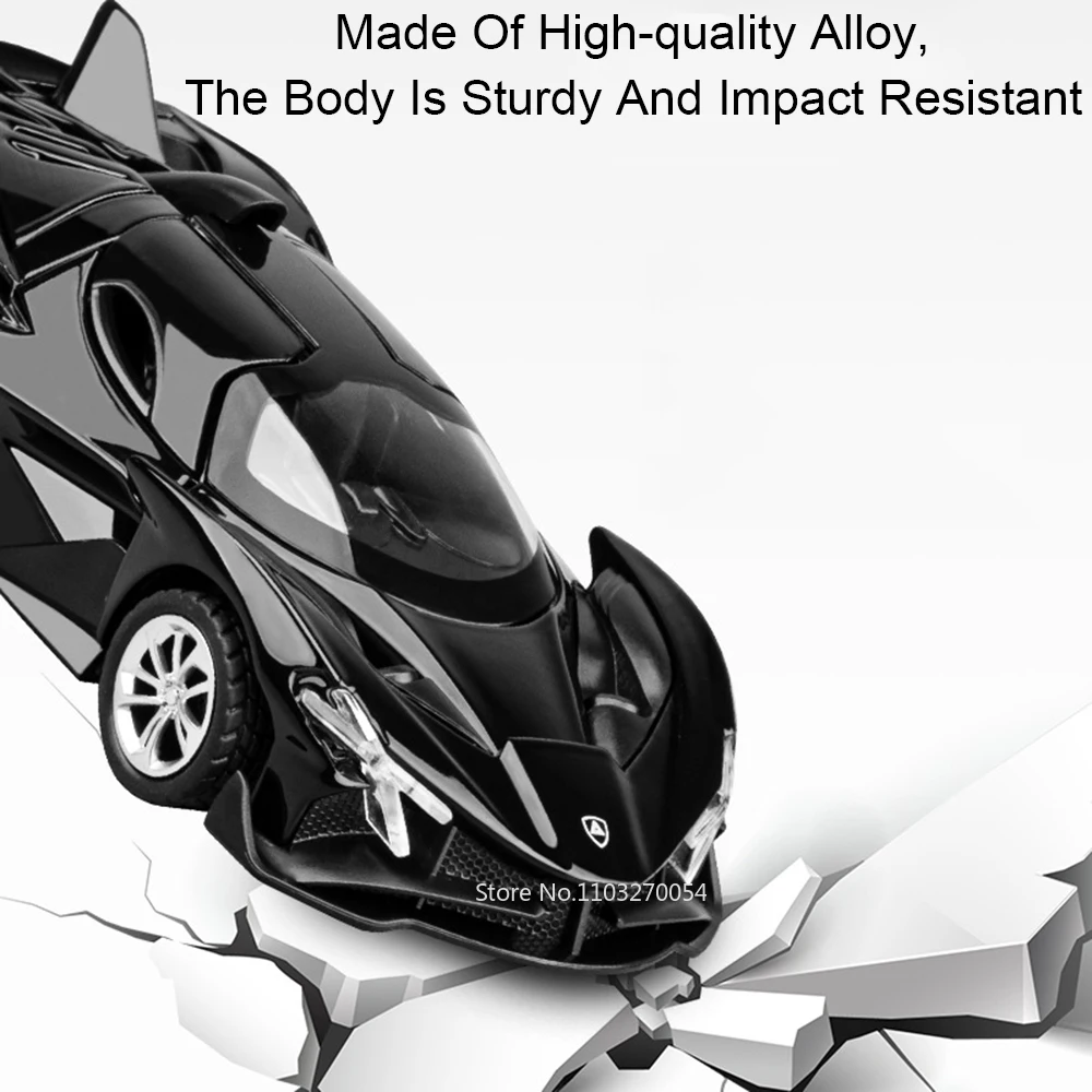 1:36 Apollo EVO 911 coche deportivo de aleación modelo fundido a presión juguete decoración puerta abierta sonido luz tirar hacia atrás coches en miniatura chico regalo de Navidad