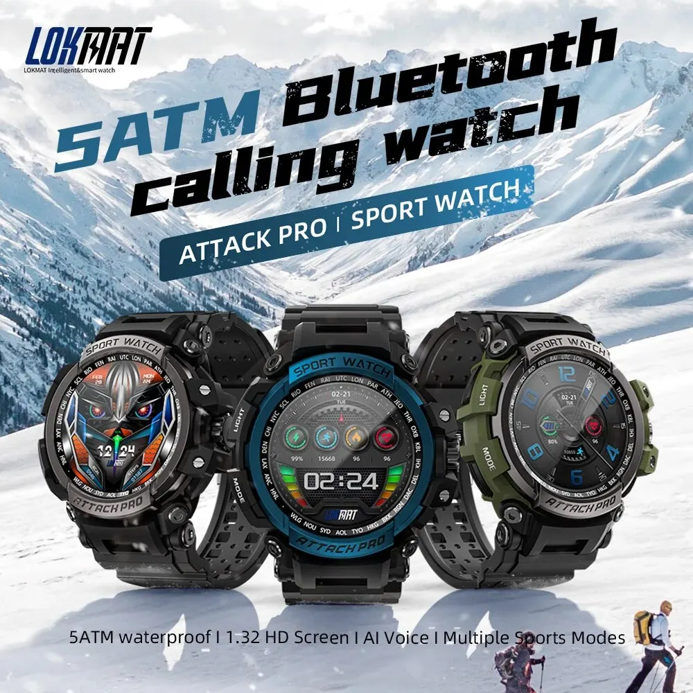 LOKMAT ATTACK PRO Smart Bracelet Fitness Tracker IP68 Waterproof BT Call Sports Watch Blood Oxygen/Heart Rate Monitor Smartwatch