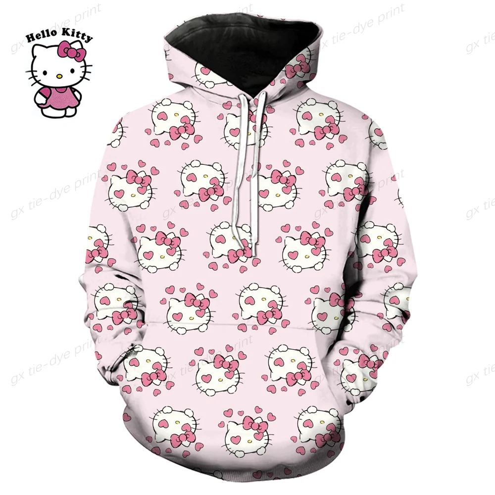 Y2K Style Women\'s Hoodie Clothes with Lots of Korean Reviews Cute Sanrio Hello Kitty Print Sweatshirt Fashionable Harajuku Stree