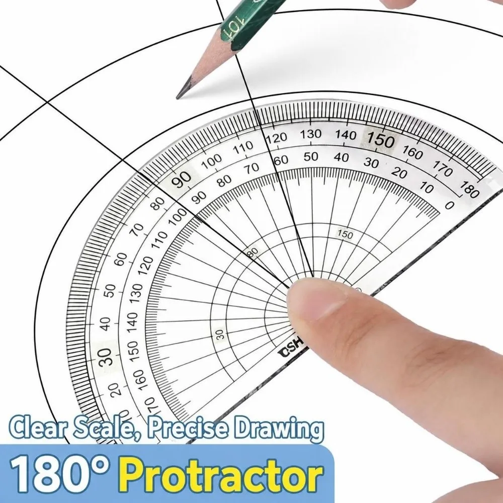 8pcs Metal Geometry Compass Set Protractor Triangle Ruler Set Drawing Tools Drafting Compass Geometry Drafting Stationery
