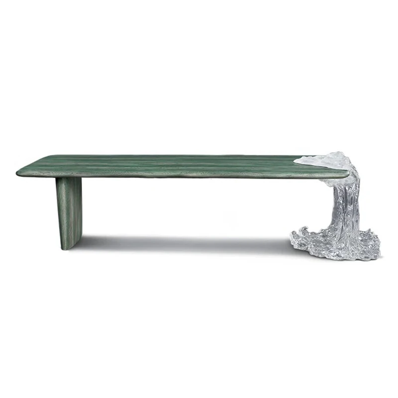 Flowing water tea table Modern crystal solid wood Kung Fu tea table High transparency villa table