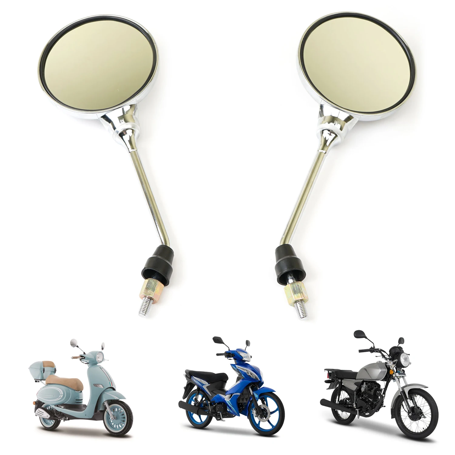 8MM Motorcycle Rearview Mirror for Honda CB250 CB400 CB400SS CB600 CB900 CB1300 VTX1300 VTX1800 GL1100 Round reflector